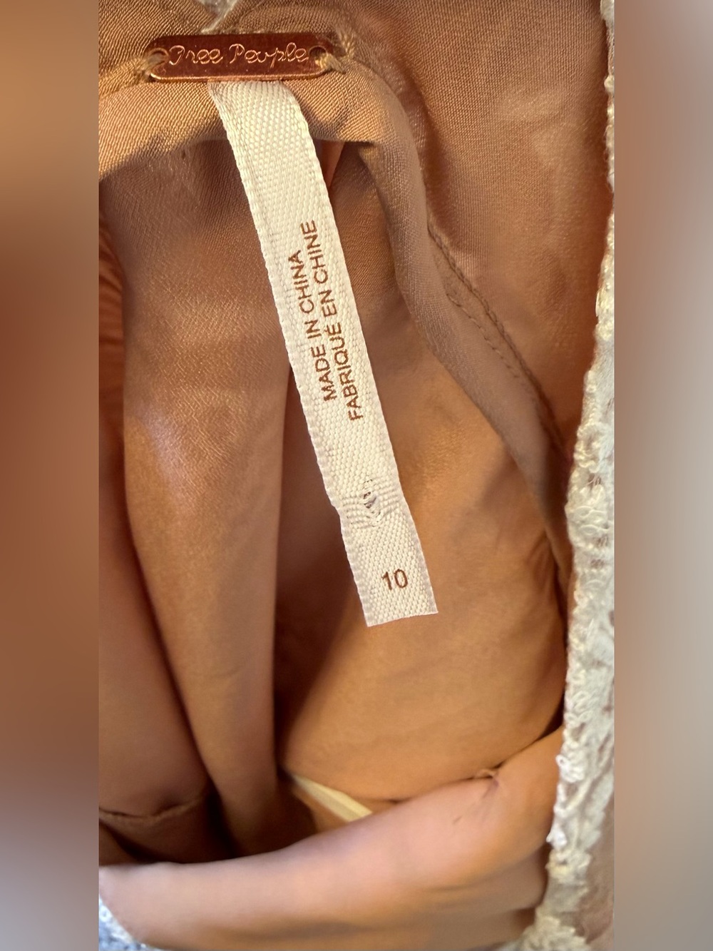 FREE PEOPLE NIGHT SHIMMERS MINI DRESS in SEQUIN LACE NUDE, SIZE 10 - Picture 11 of 13
